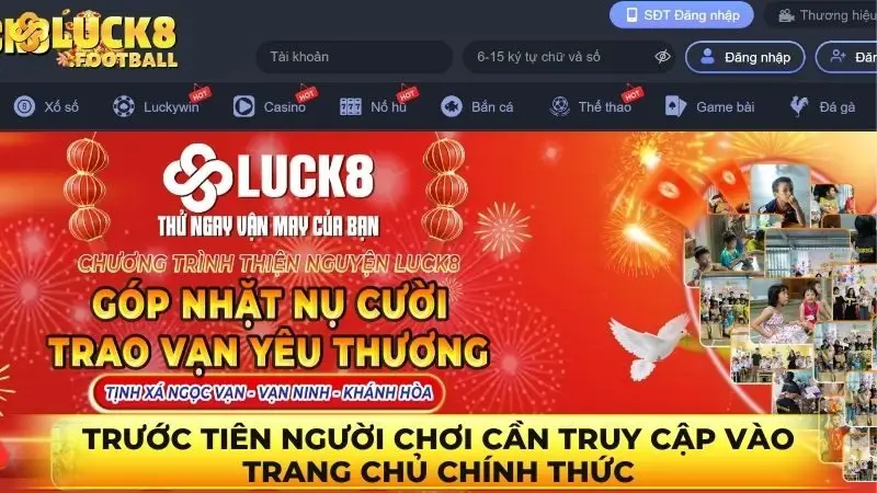 Trước tiên người chơi cần truy cập vào trang chủ chính thức