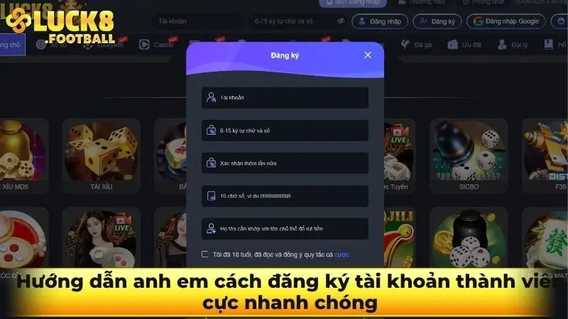 Hướng dẫn anh em cách đăng ký tài khoản thành viên cực nhanh chóng Hướng dẫn anh em cách đăng ký tài khoản thành viên cực nhanh chóng
